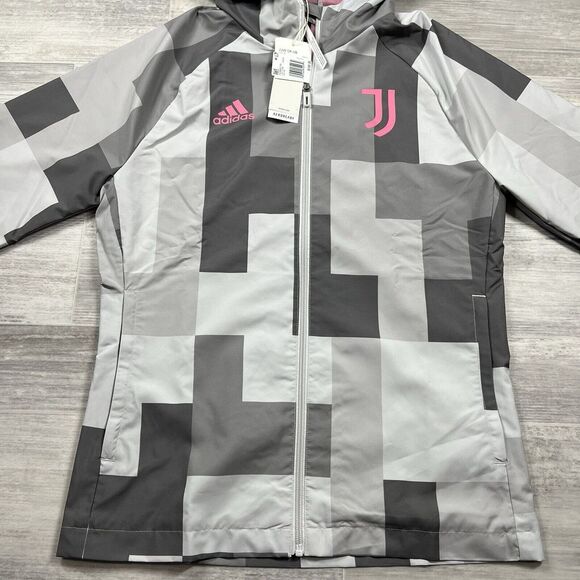 NWT‎ Adidas Juventus Men's Small Graphic Windbreaker Jacket Full Zip HS9800 Grey